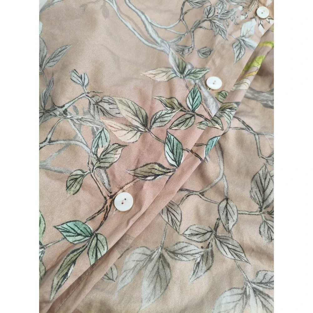 West Elm Organic Cotton Sateen Chinoiserie King Duvet Cover Floral Asian Hombre